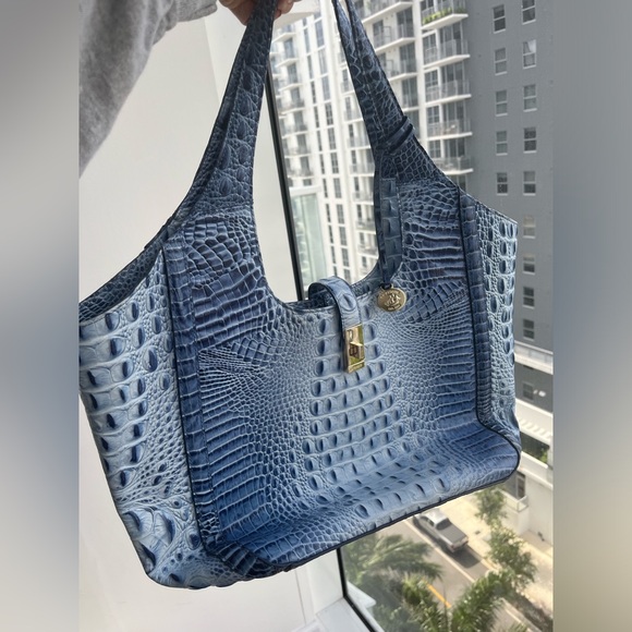 Brahmin large blue Croc tote with dust bag - Picture 2 of 5